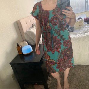 Sonoma Life + Style 100% Cotton Boho Short Sleeve Knee Length Dress Size XL(167)